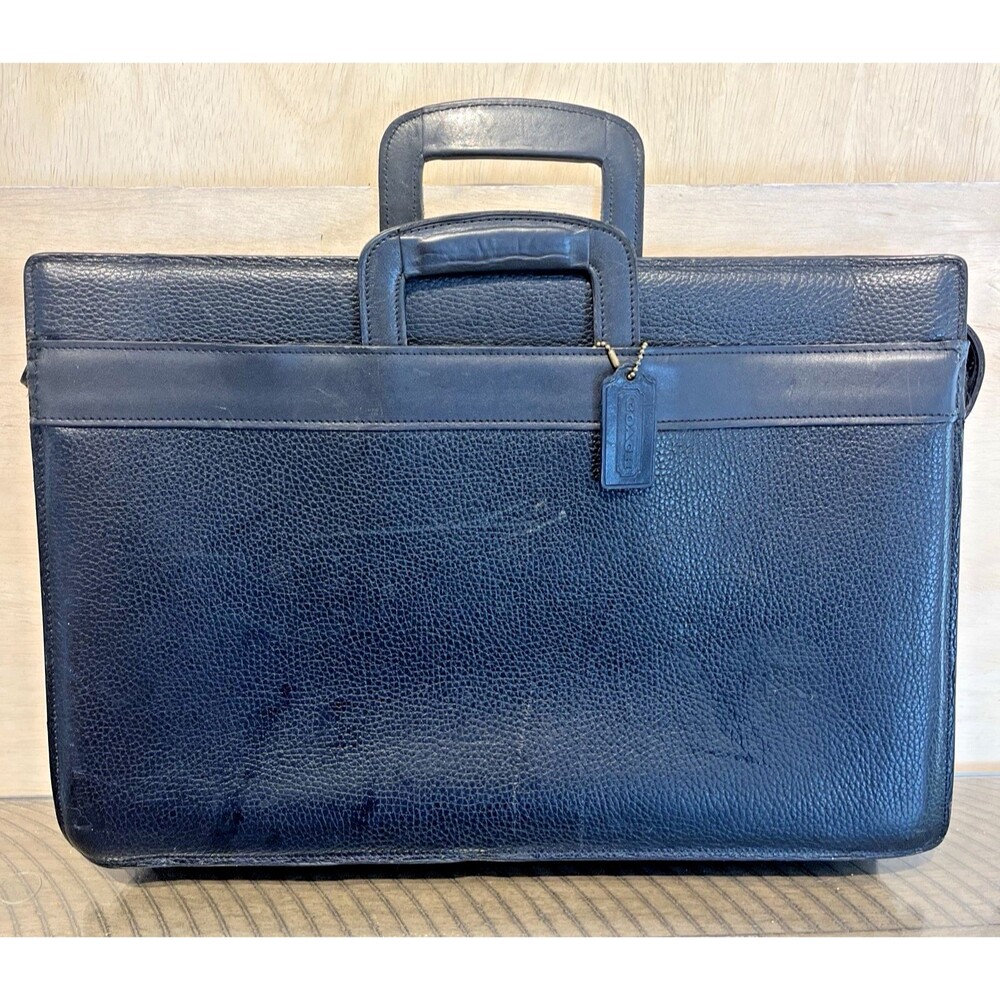 VTG Coach Black Leather Associate Bag Messenger Briefcase Lux Tote Purse 5203